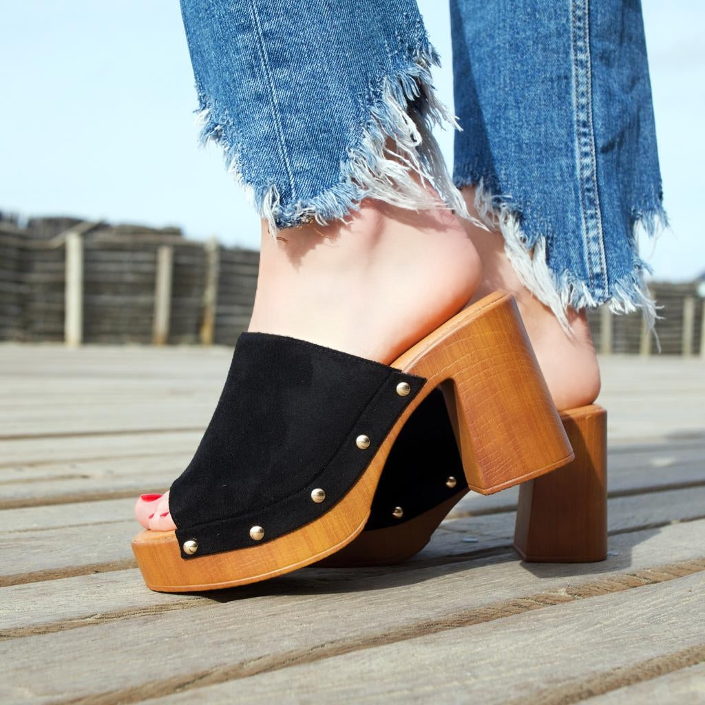 Black Heeled Clogs