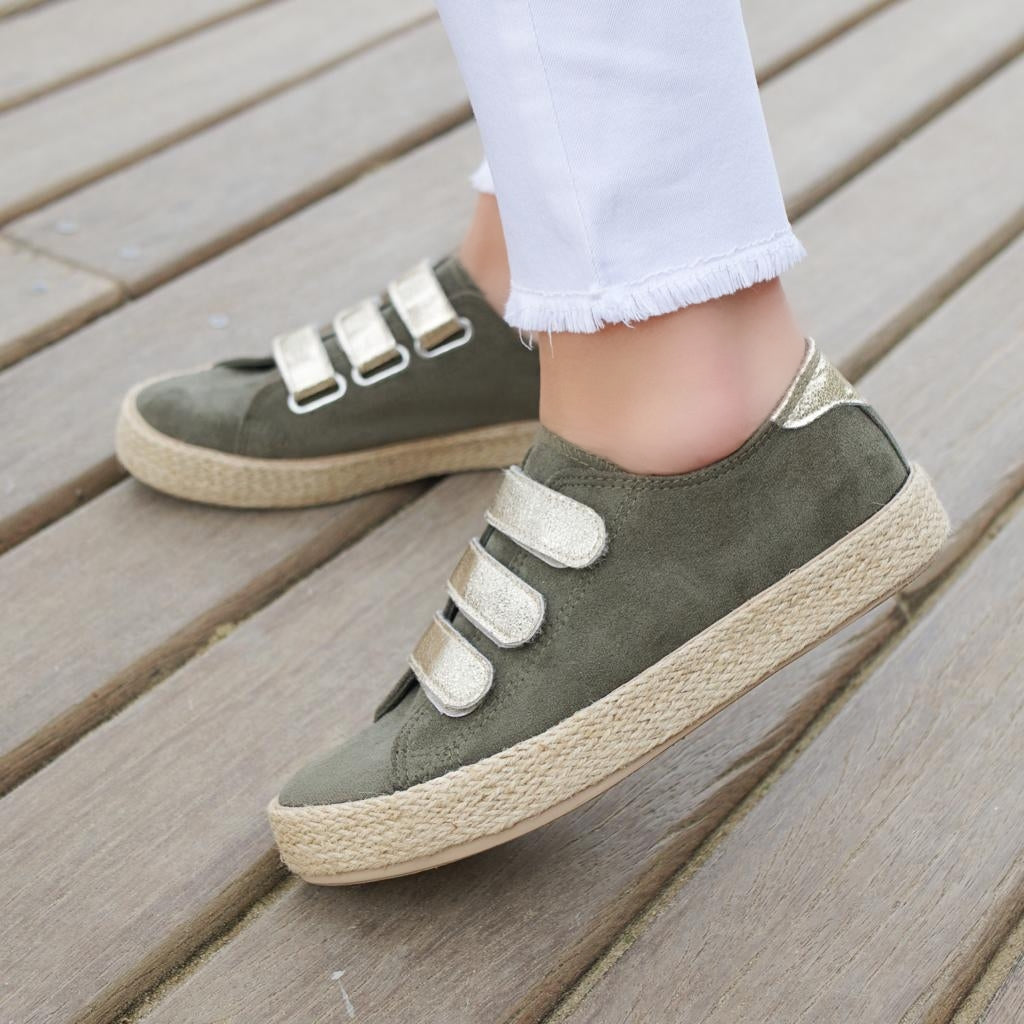 Khaki Velcro Espadrilles