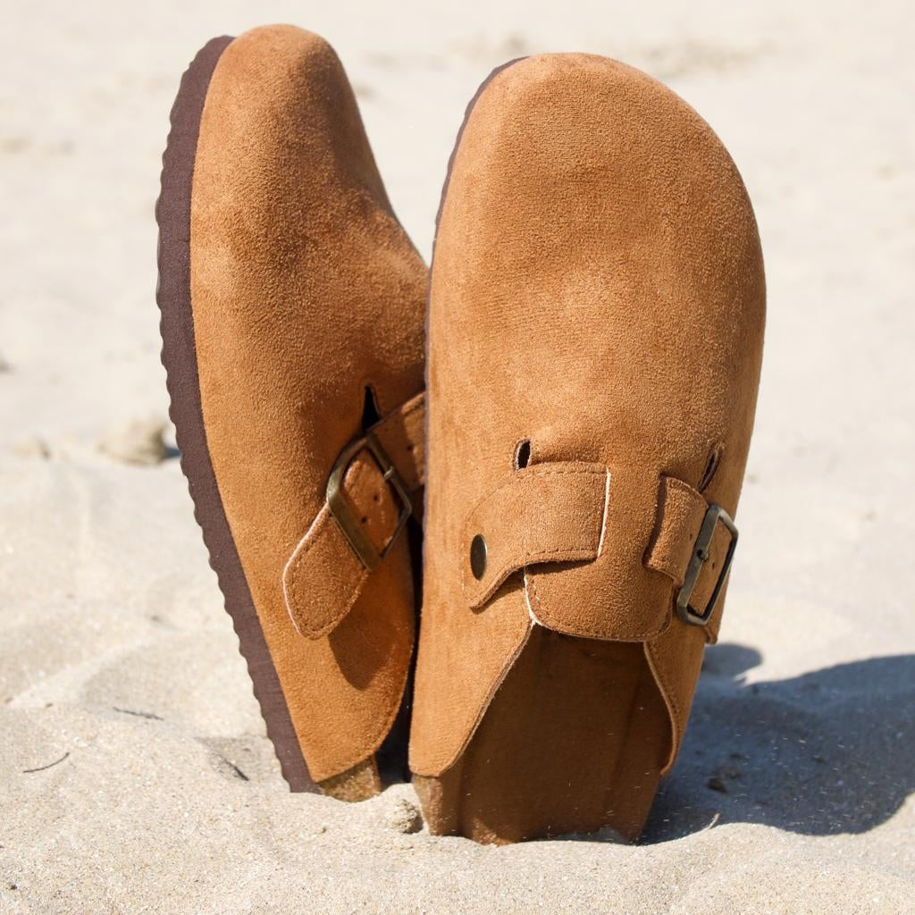 Camel closed clog mules