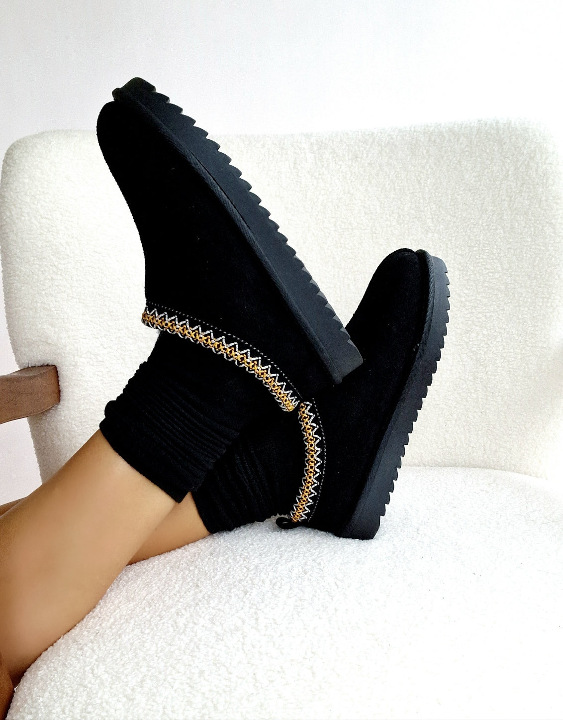 Black Aztec Slippers