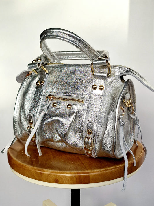 Sac Balou petit modèle 100% cuir Argenté