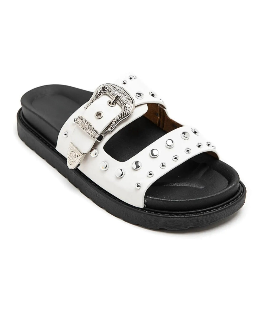 Mules Rivets double strap White