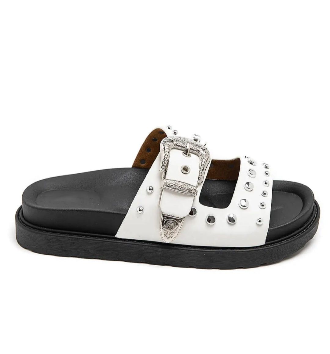 Mules Rivets double strap White