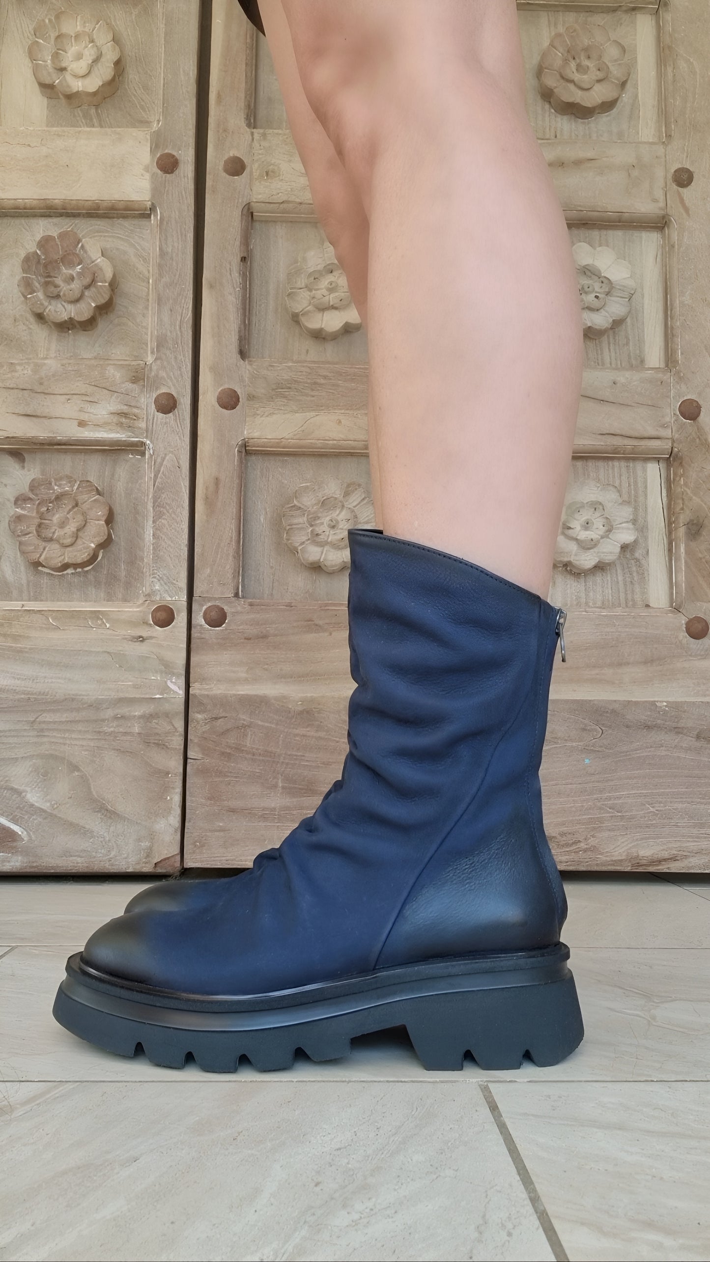 Boots motardes Semerdjian bleu marine