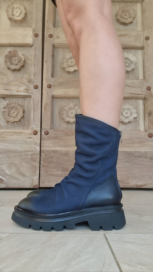 Boots motardes Semerdjian bleu marine