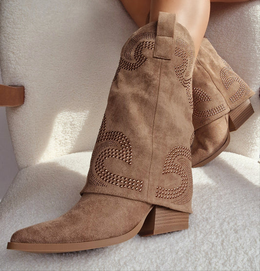 Bottes santiags chaussette Taupe