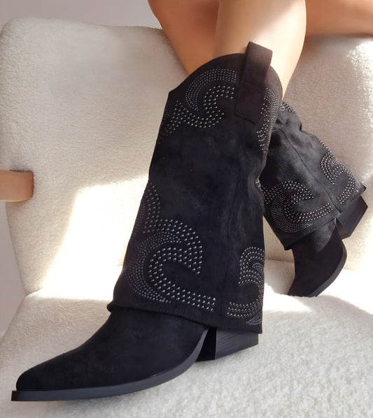 Bottes santiags chaussette Noir