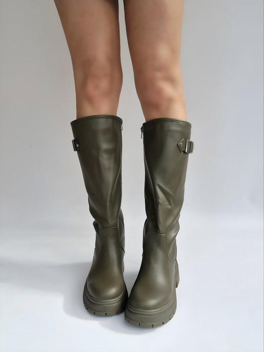 Bottes semelle crantée Kaki