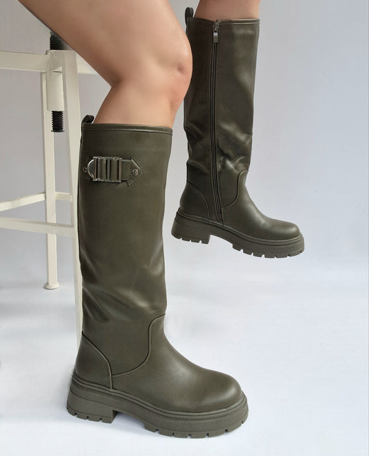 Bottes semelle crantée Kaki