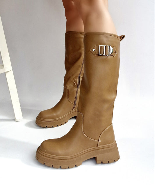 Bottes semelle crantée Taupe