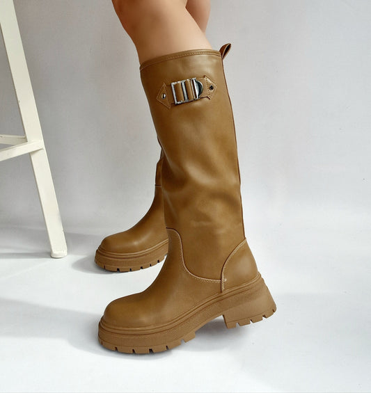 Bottes semelle crantée Taupe