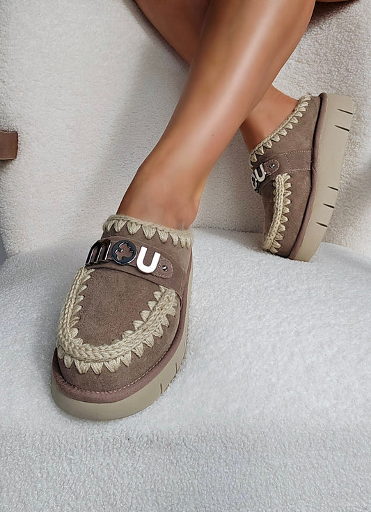 Mou bounce clog metal logo Taupe 