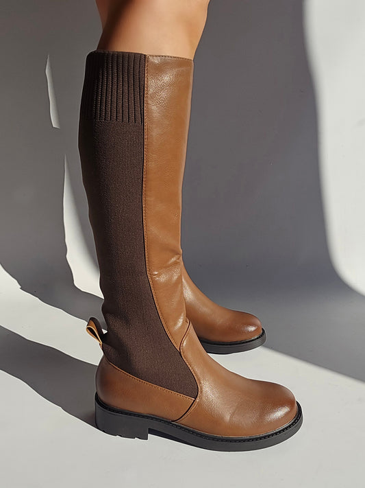 Bottes cavalières élastique Camel