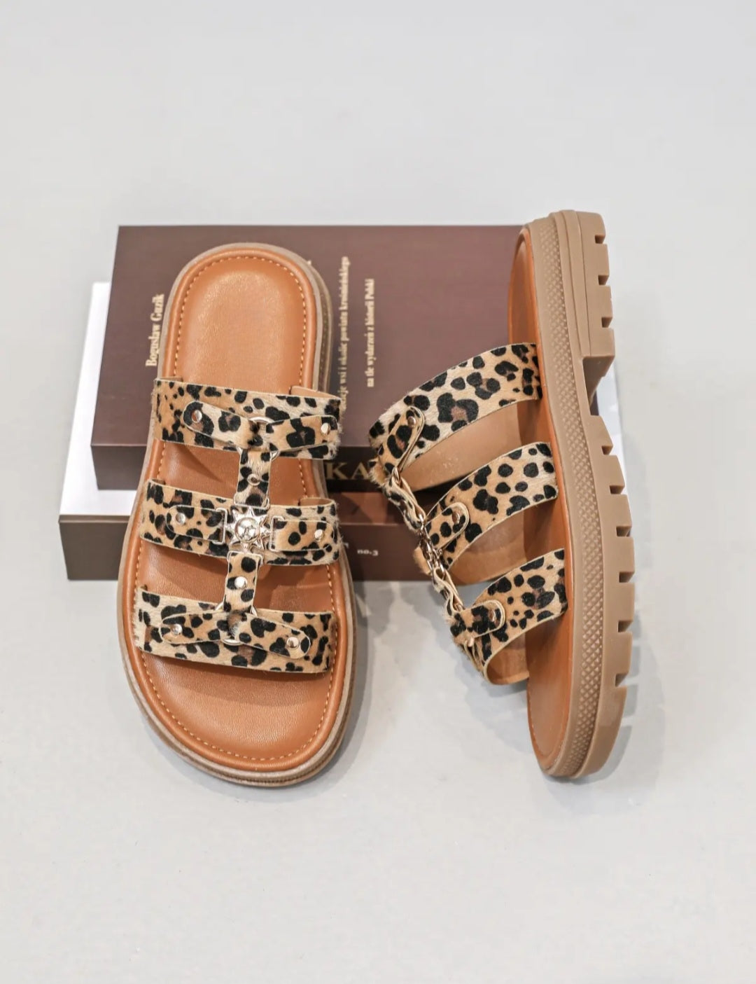 Leopard sun gladiator mules