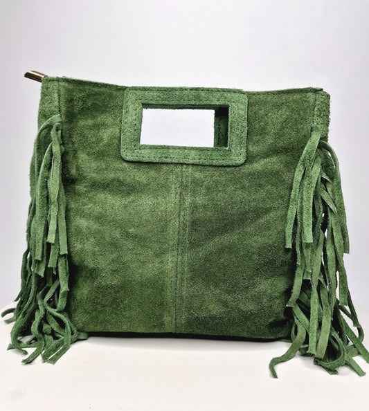 Sac frange Daim Vert