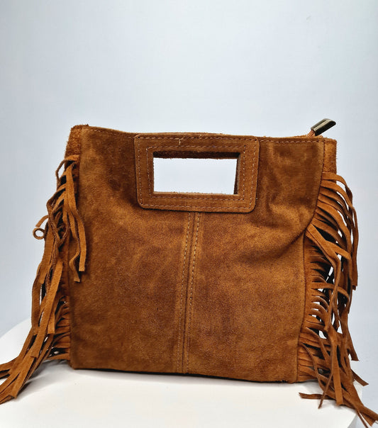 Sac frange Daim Camel