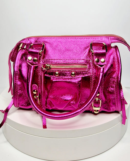 Sac BALOU petit modèle cuir irisé  Fushia