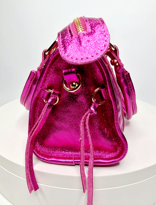 Sac BALOU petit modèle cuir irisé  Fushia