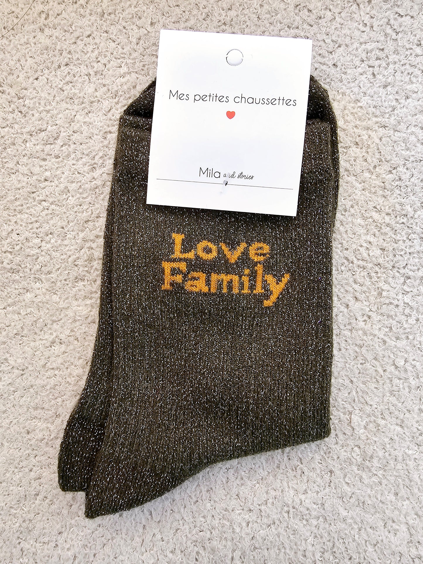 Chaussettes love family Kaki