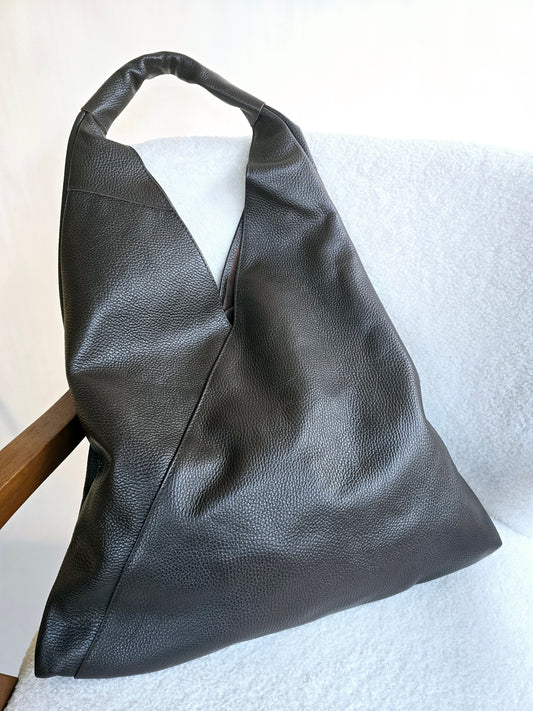 Sac cabas cuir grainé Marron