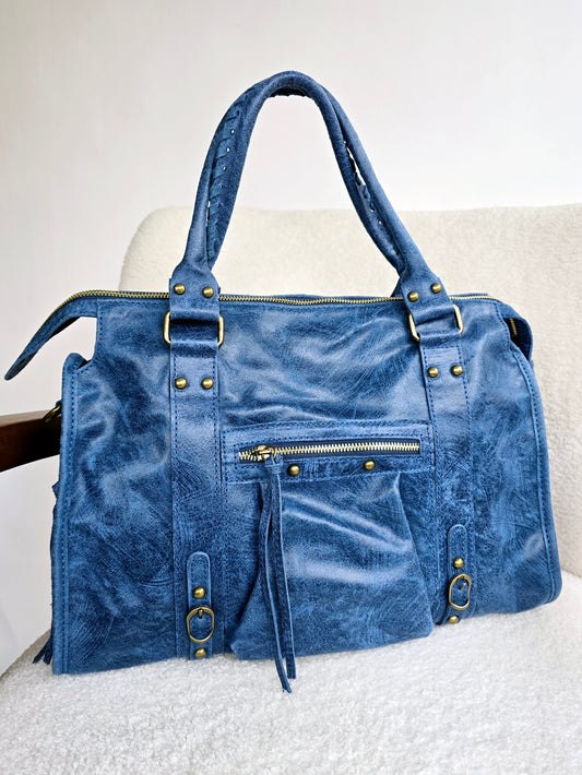 Sac Balou grand modèle cuir Bleu jean