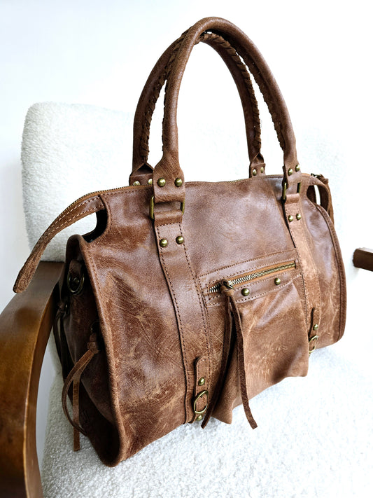 Sac Balou grand modèle cuir Camel foncé