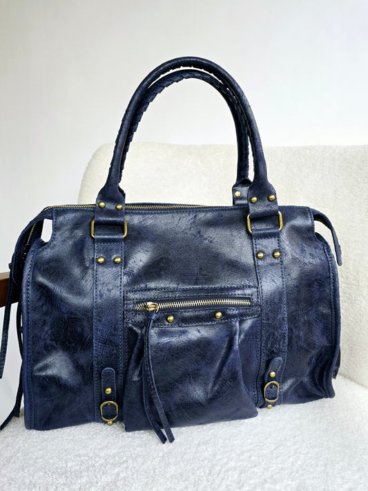 Sac Balou grand modèle 100% cuir Bleu Marine