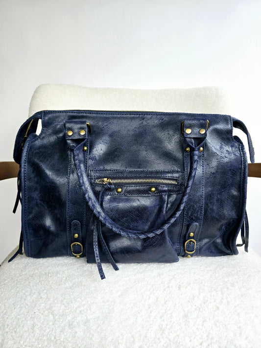 Sac Balou grand modèle 100% cuir Bleu Marine