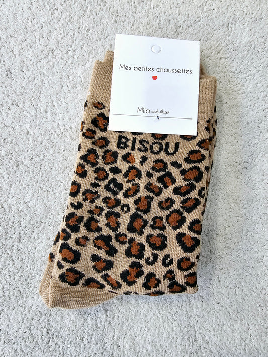 Chaussettes bisous léopard