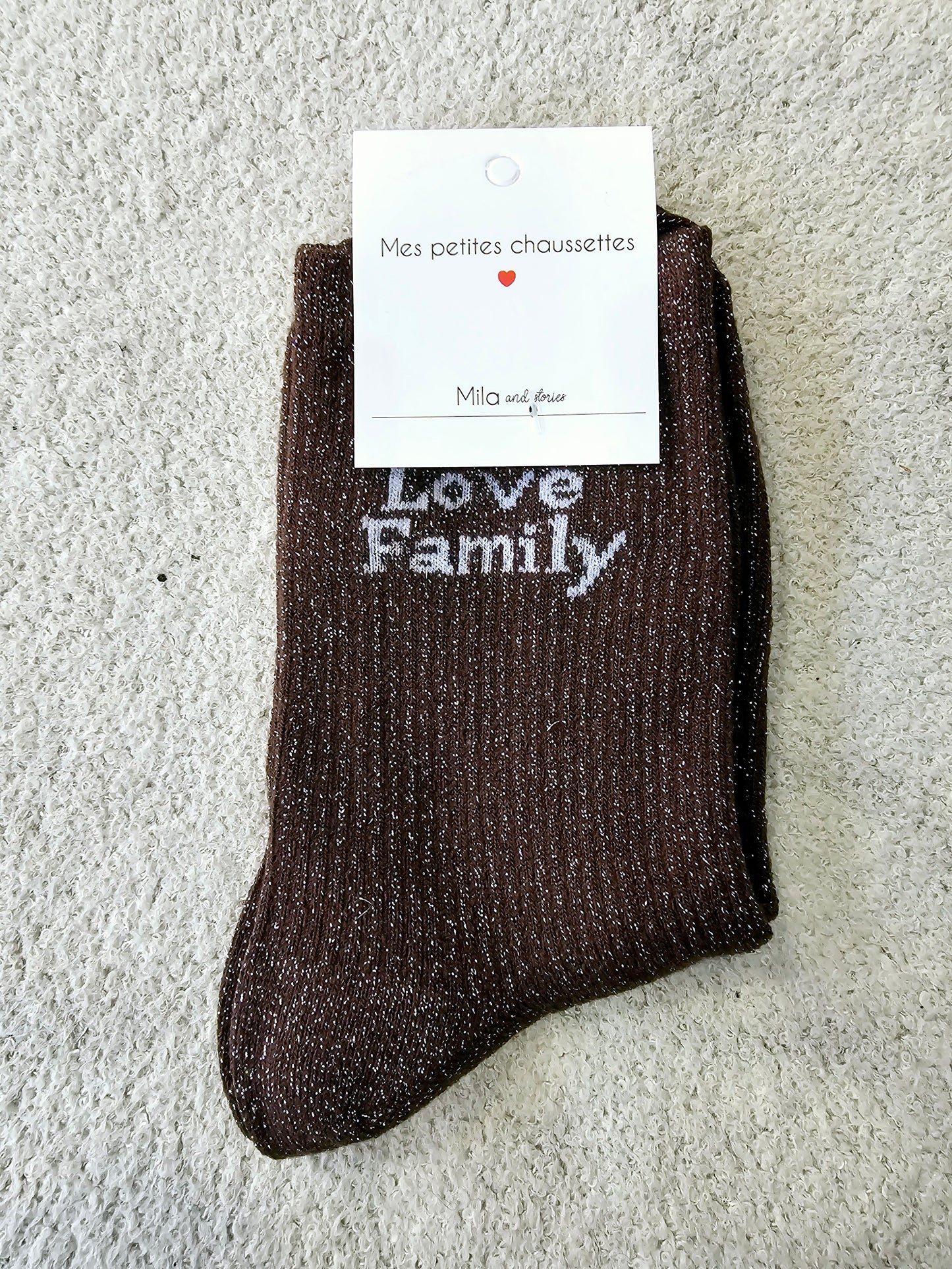 Chaussettes love family Marron