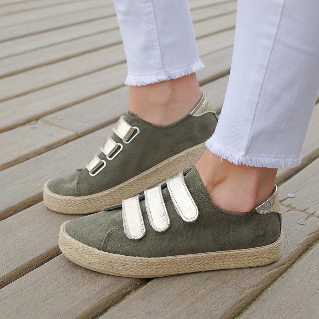 Khaki Velcro Espadrilles