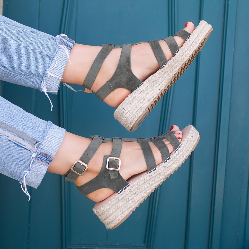 Khaki gladiator espadrilles