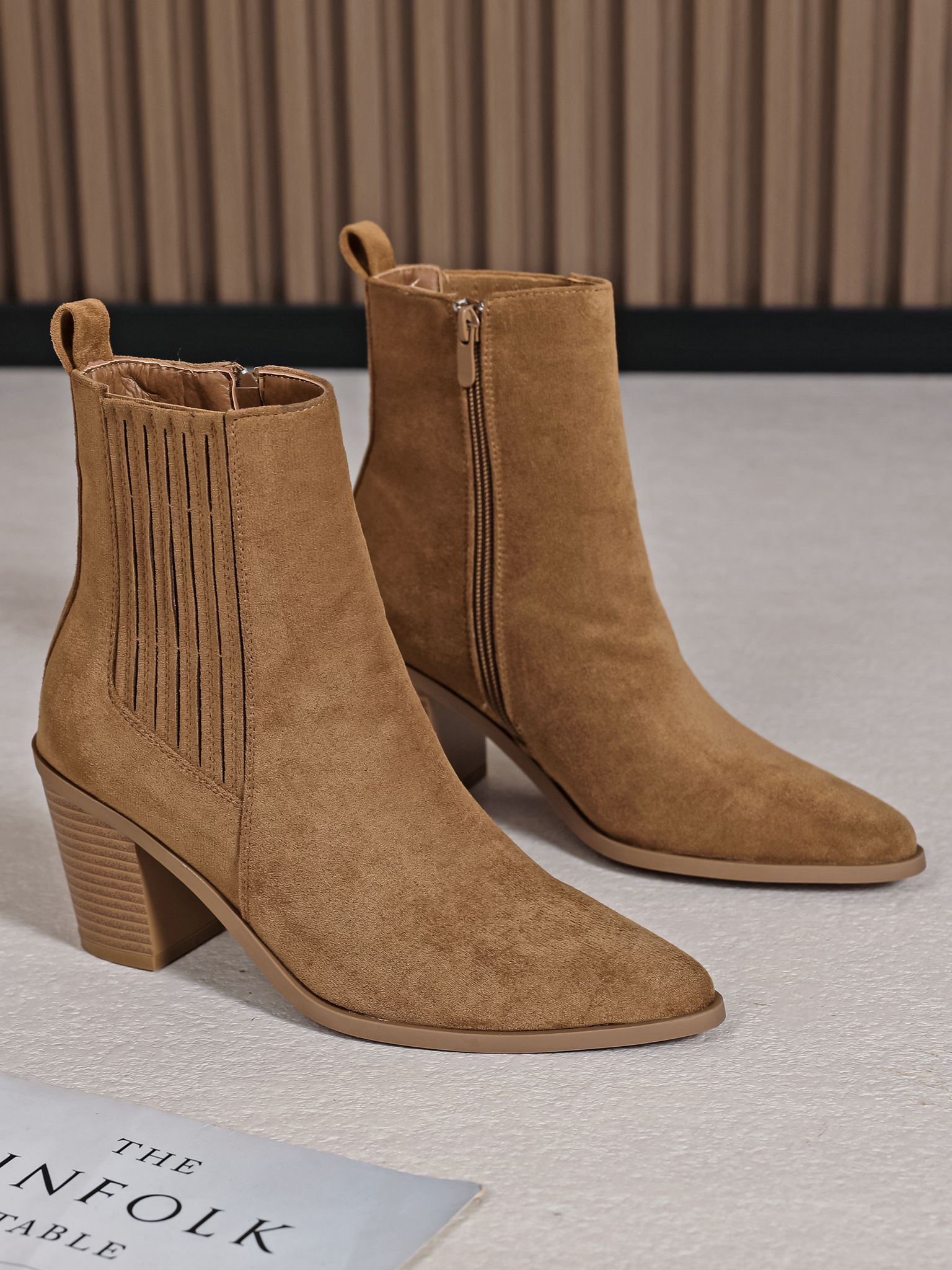 Bottines fashion pointues camel