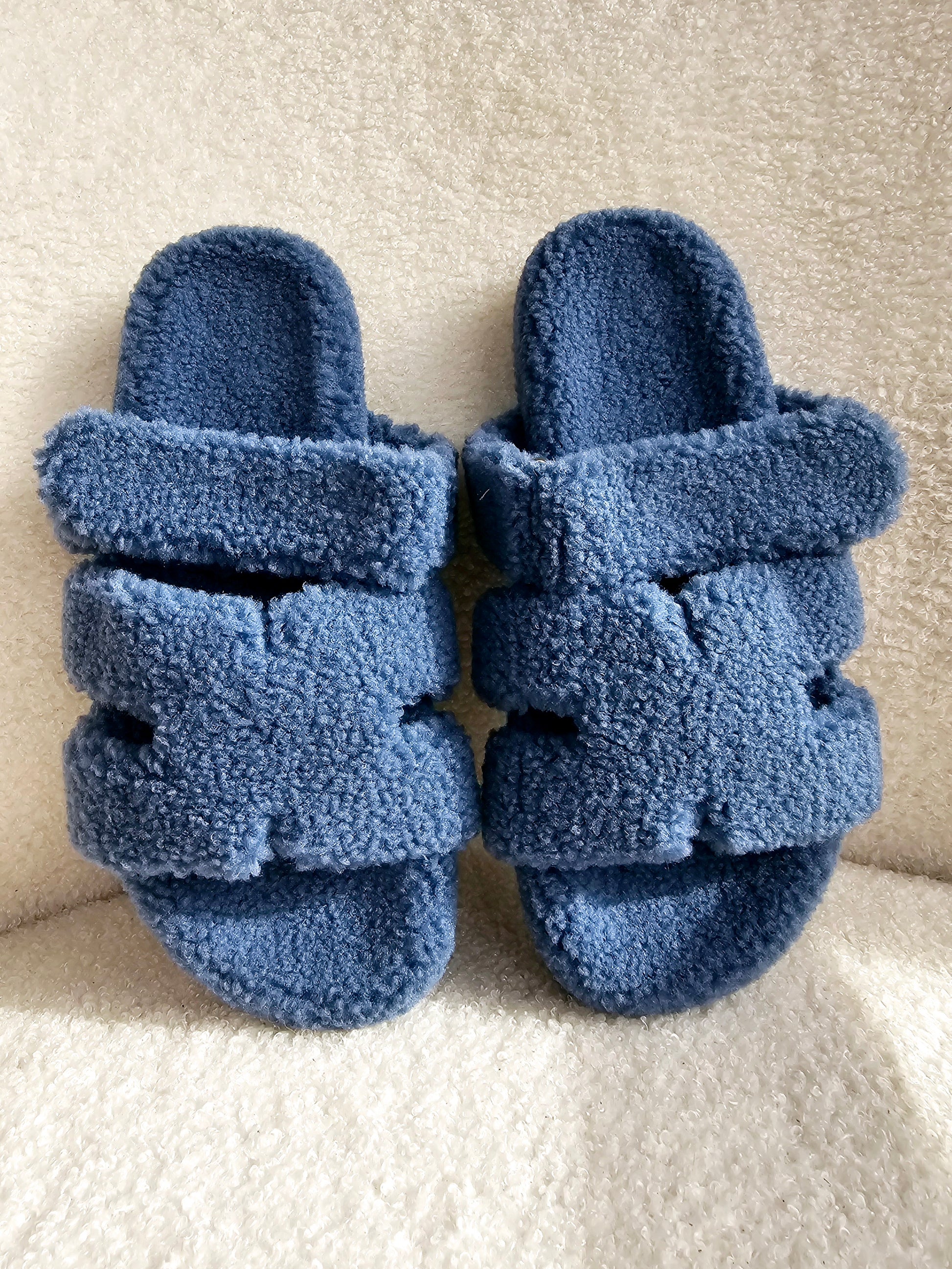 Mules H bleu en sherpa – Conçues pour le confort