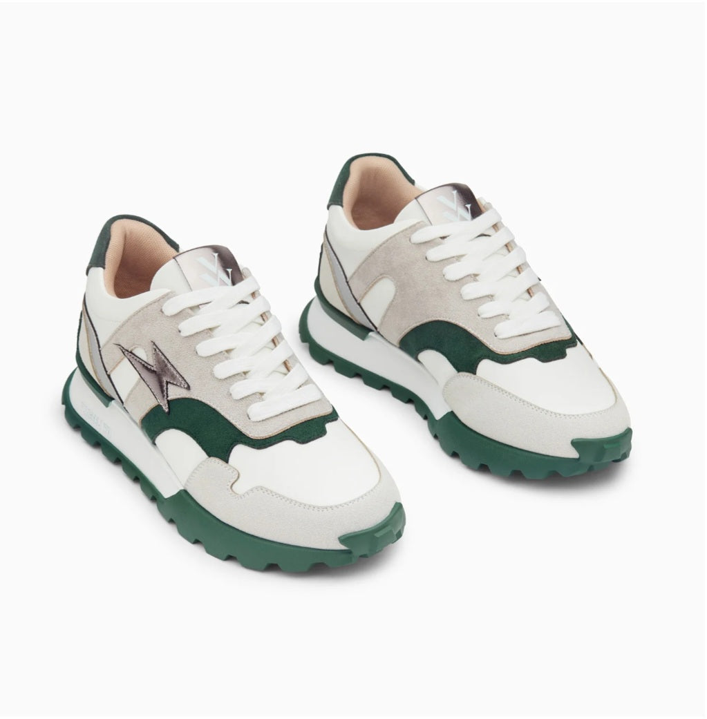 Liéna green and anthracite lightning sneakers with running sole