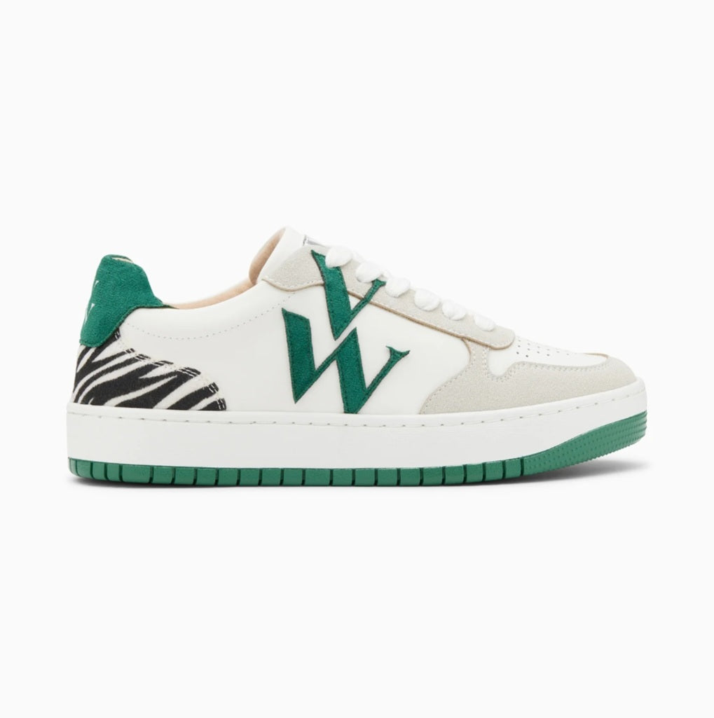 Esmée white and green monogram sneakers