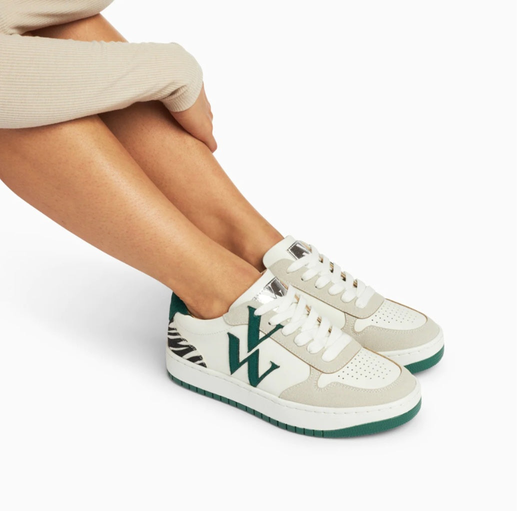 Esmée white and green monogram sneakers