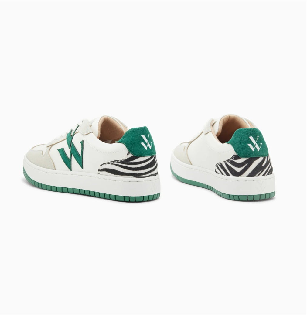 Esmée white and green monogram sneakers