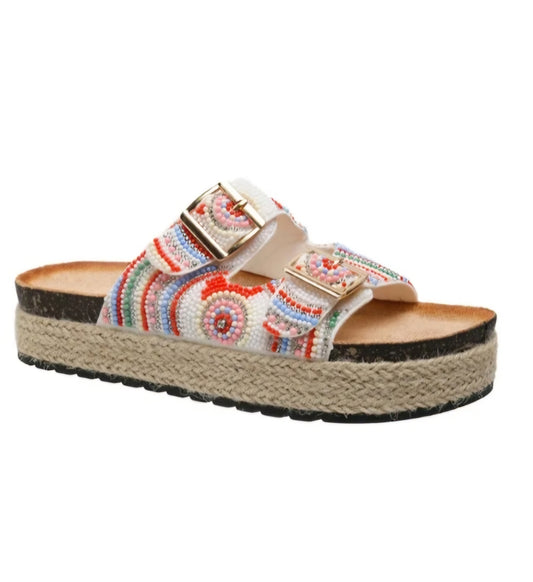 Mules espadrilles à perles Blanc