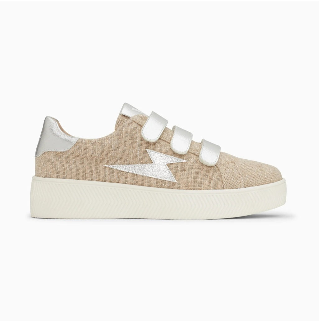 Wissem beige and silver lightning sneakers with velcro