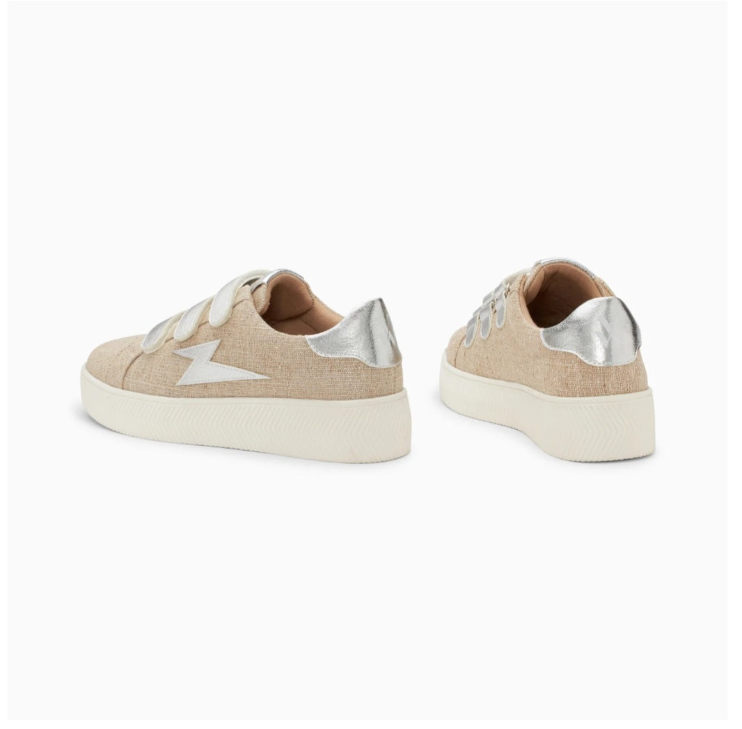 Wissem beige and silver lightning sneakers with velcro