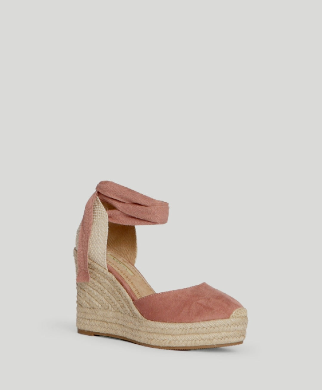 Corina Pastel Pink Lace-Up Wedge Espadrilles