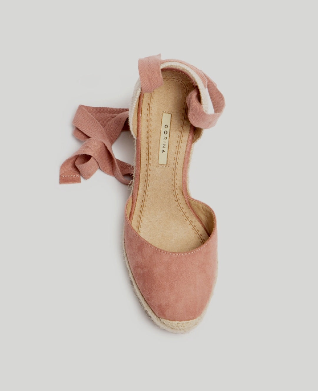 Corina Pastel Pink Lace-Up Wedge Espadrilles