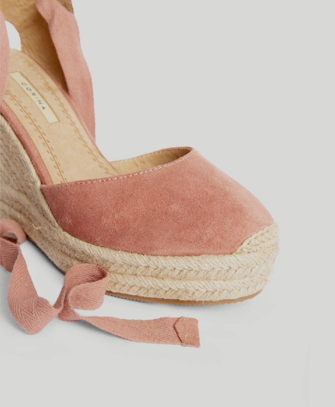 Corina Pastel Pink Lace-Up Wedge Espadrilles