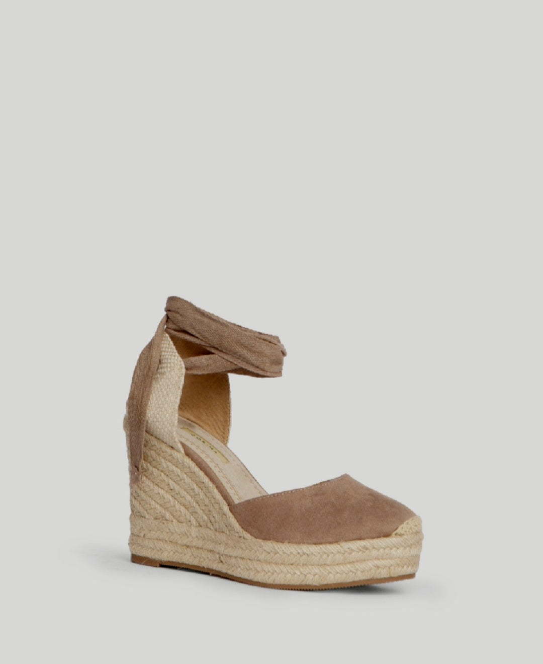 Corina Taupe Lace-Up Wedge Espadrilles