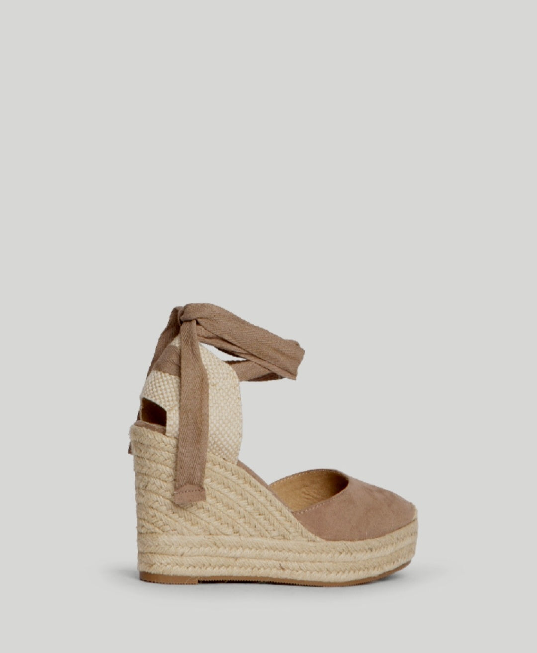 Corina Taupe Lace-Up Wedge Espadrilles