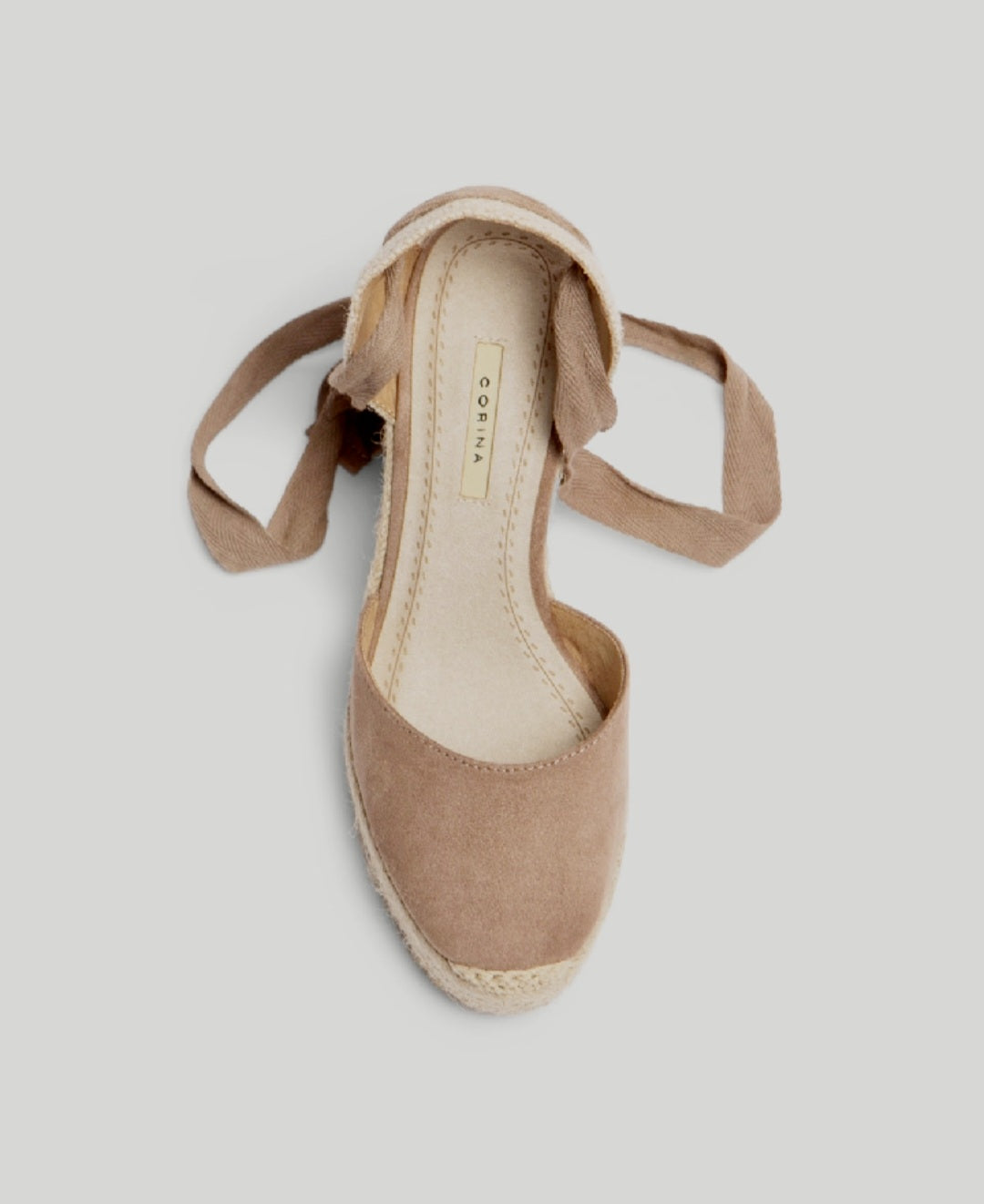 Corina Taupe Lace-Up Wedge Espadrilles