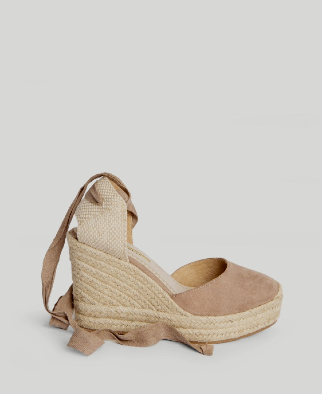 Corina Taupe Lace-Up Wedge Espadrilles