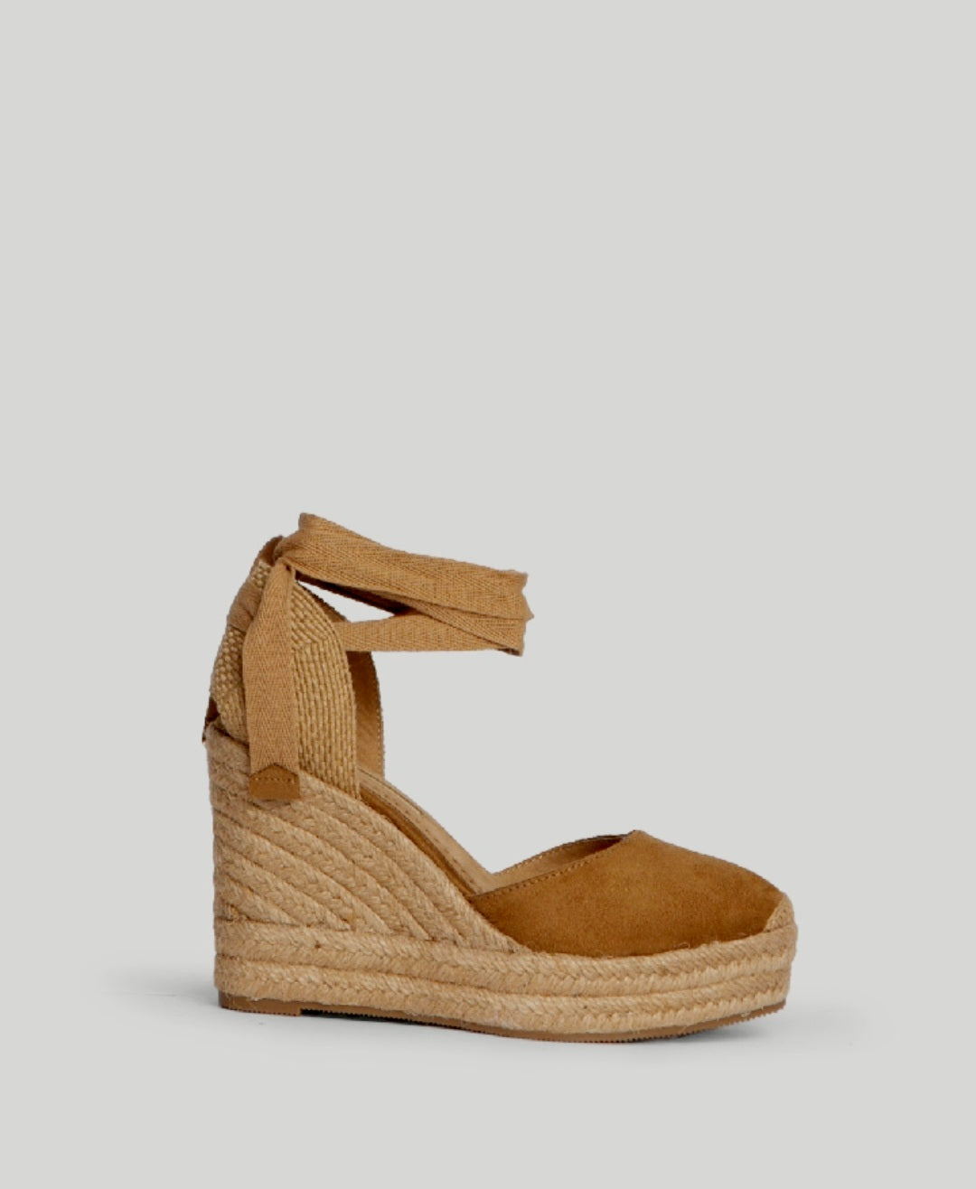 Corina Camel Lace-Up Wedge Espadrilles