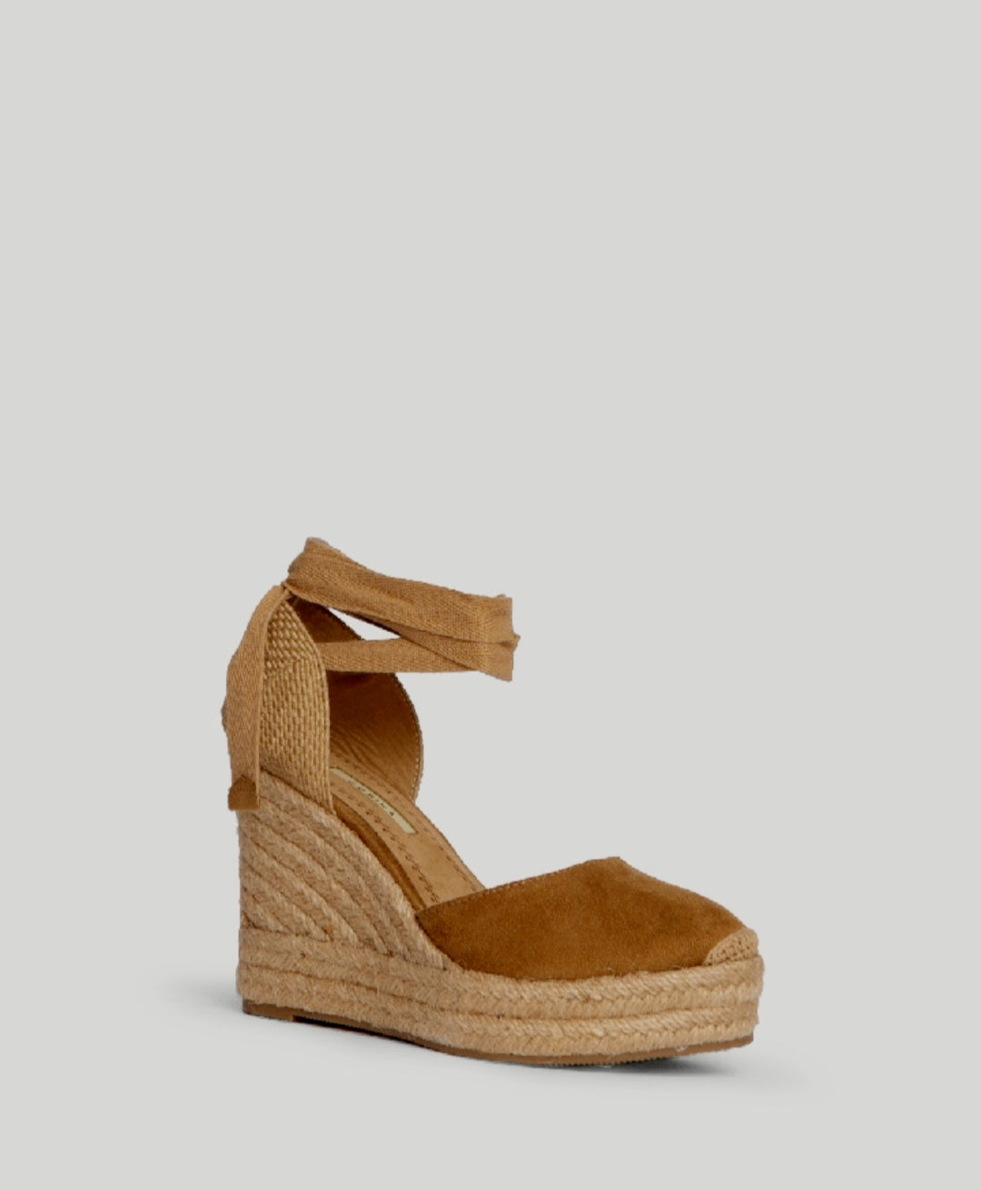 Corina Camel Lace-Up Wedge Espadrilles